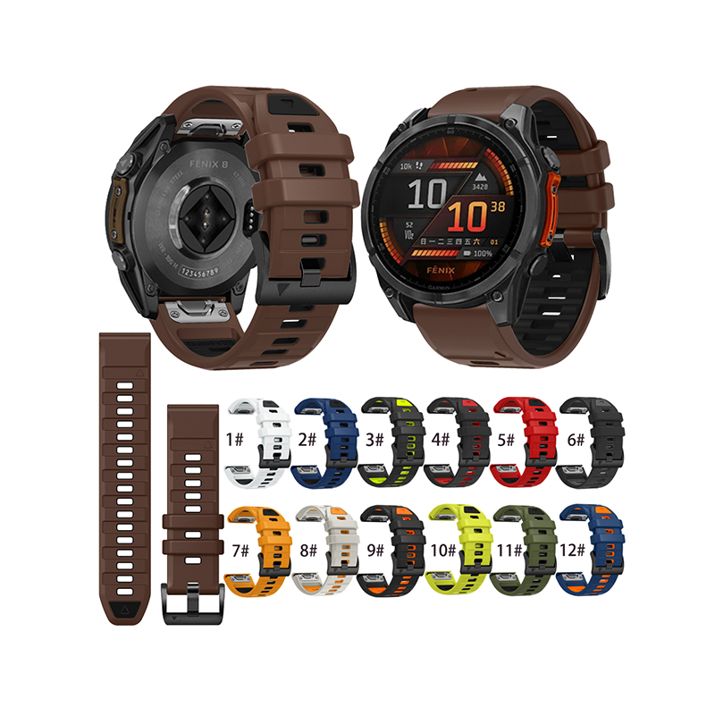Suitable For Garmin Fenix5/5X/6/6X/7/7X/8-47/8-51 QuickFit Silicone Two-Color Watch Strap 22/26mm
