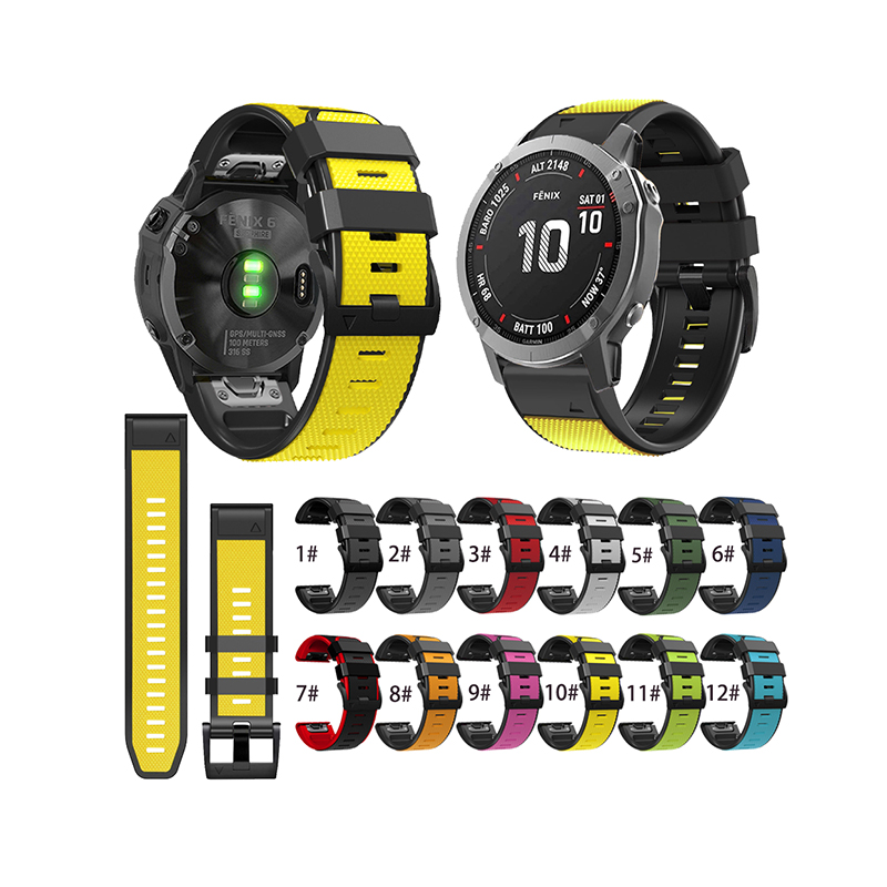 Suitable For Garmin Fenix5/5X/6/6X/7/7X/8-47/8-51 QuickFit Silicone Two-Color Watch Strap 22/26mm
