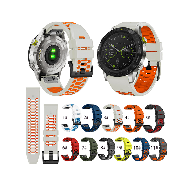Suitable For Garmin Fenix5/5X/6/6X/7/7X/8-47/8-51 QuickFit Silicone Two-Color Watch Strap 22/26mm