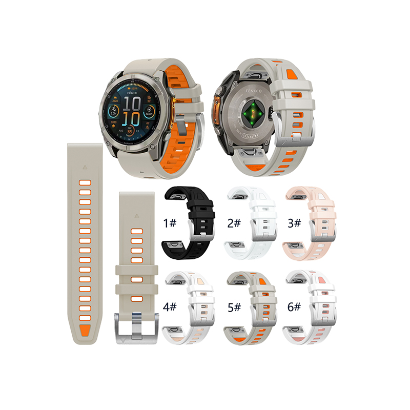 Suitable For Garmin Fēnix 5s/Fēnix 5s Plus/Fēnix 6s/Fēnix 6s Pro/Fēnix 7s/Descent Mk2s/Instinct 2s/Fenix8-43mmquickfit Silicone Two-Color Watch Strap 20mm