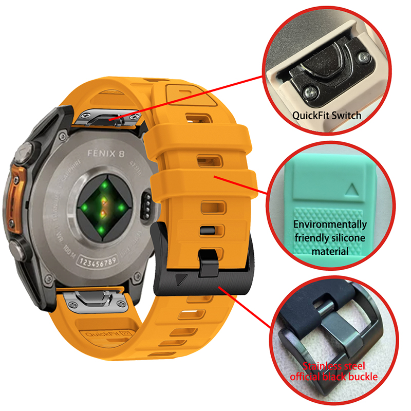 Suitable For Garmin Fenix5/6/7/8-47mm Quickfit Silicone Two-Color Watch Strap 22mm