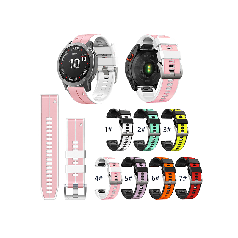 Suitable For Garmin Fēnix 5s/Fēnix 5s Plus/Fēnix 6s/Fēnix 6s Pro/Fēnix 7s/Descent Mk2s/Instinct 2s/Fenix8-43mmquickfit Silicone Two-Color Watch Strap 20mm