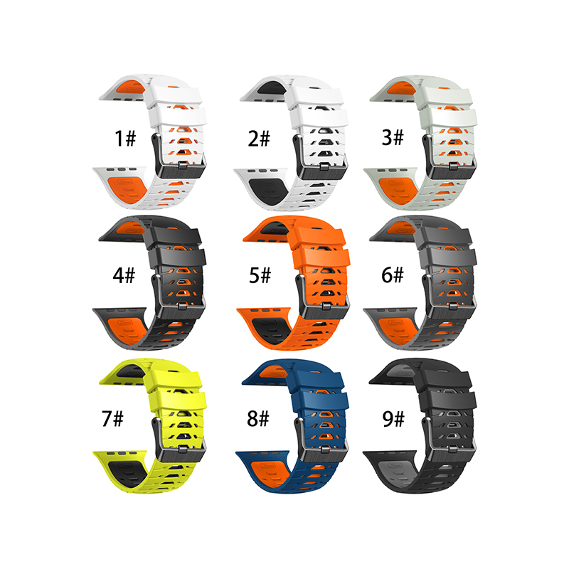 Suitable For Apple Watch/Iwatch42/44/45/49 Dial Silicone Two-Color Strap