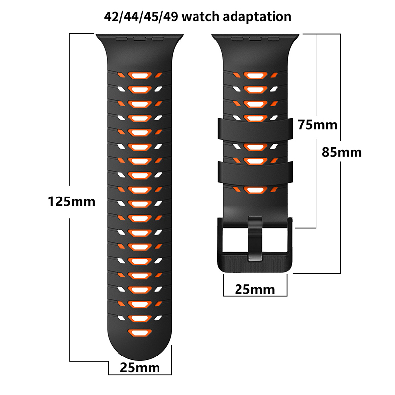 Suitable For Apple Watch/Iwatch42/44/45/49 Dial Silicone Two-Color Strap