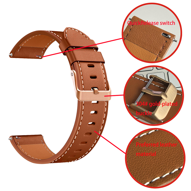 Suitable For Samsung Galaxy Watch 4.5.6.7 Leather Strap 20mm