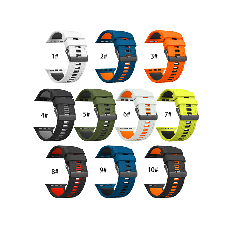 Suitable For Apple Watch/Iwatch42/44/45/49 Dial Silicone Two-Color Strap