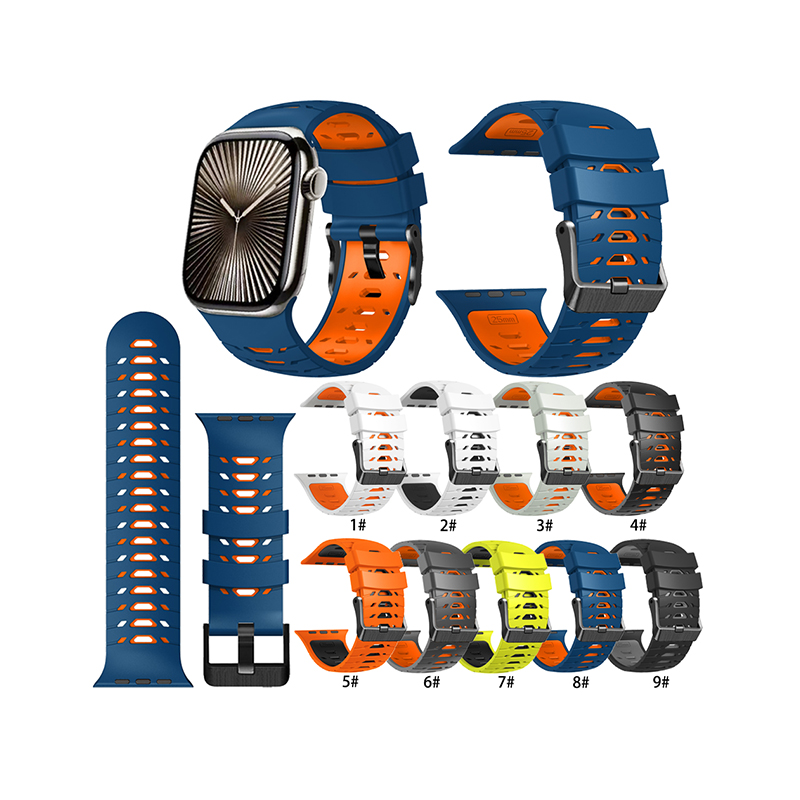 Suitable For Apple Watch/Iwatch42/44/45/49 Dial Silicone Two-Color Strap