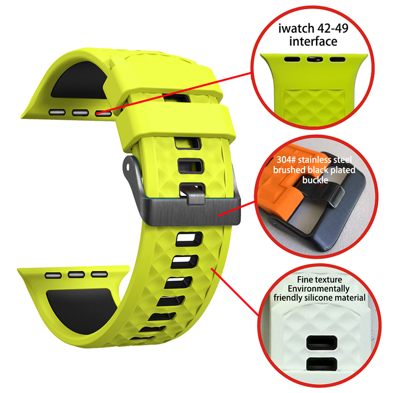 Suitable For Apple Watch/Iwatch42/44/45/49 Dial Silicone Two-Color Strap
